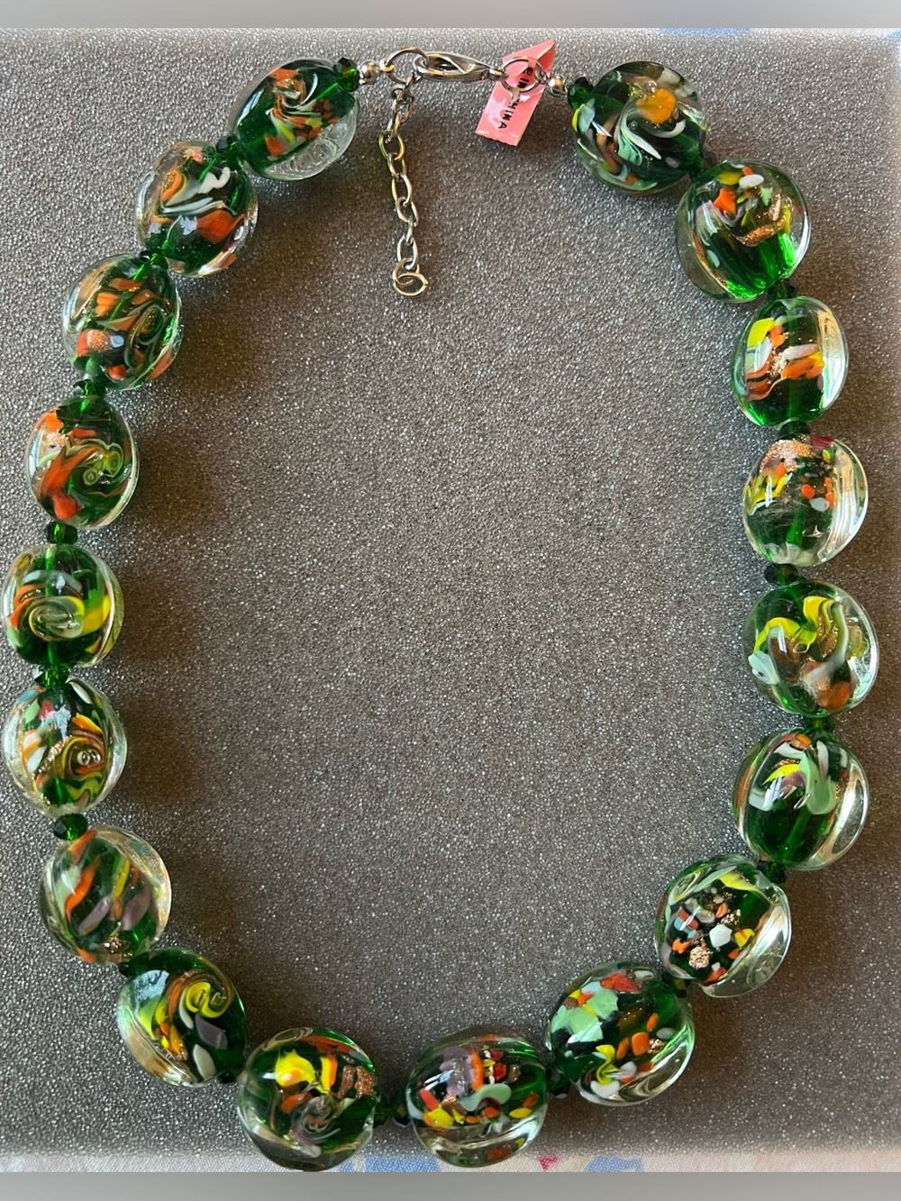 Vintage Chunky Murano Venetian Art Glass Bead Necklace Jewelry
